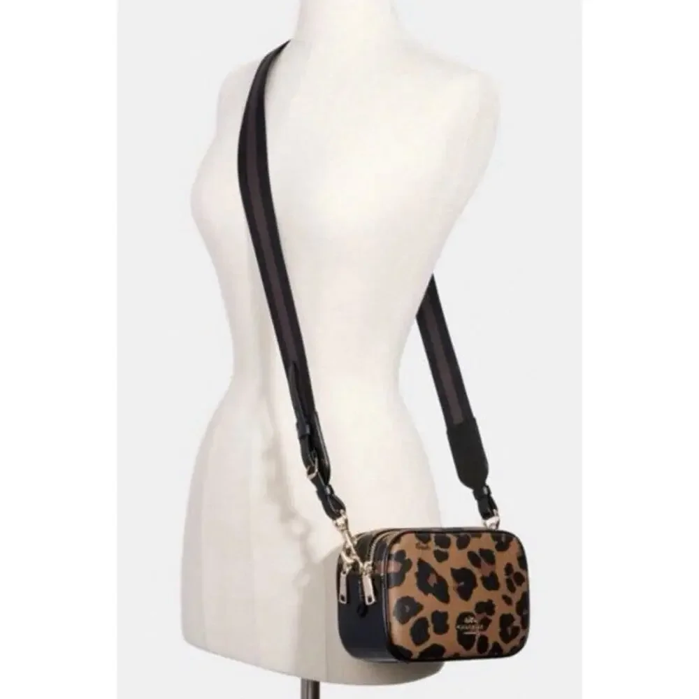 🆕Coach Jamie Jes 20 Crossbody Bag Leopard Animal Print Authentic NWT
